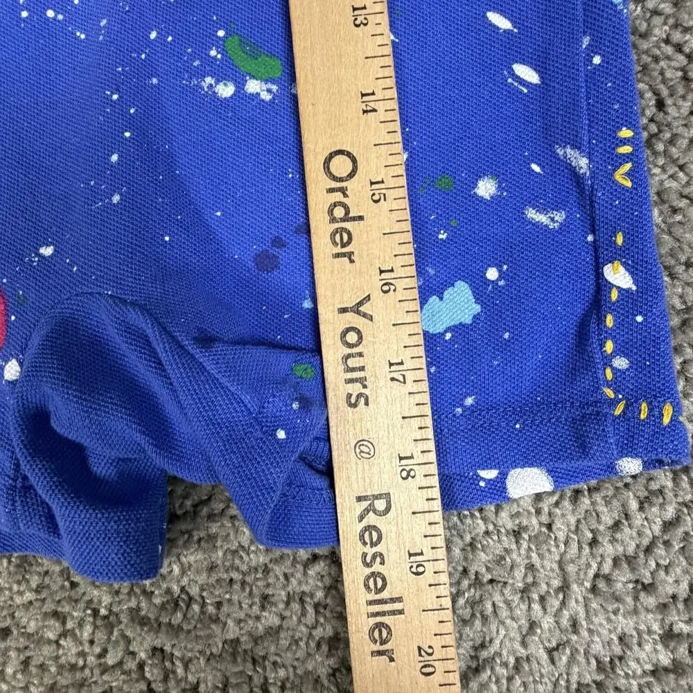 Ralph Lauren Romper Boys 24 Months Blue Red Polo One-Piece Paint Splatter